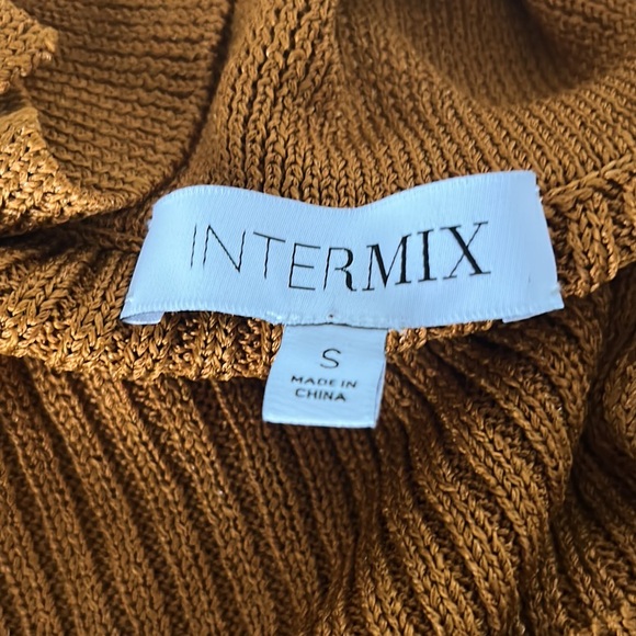 Intermix Collared Scoop Neck Copper Orange Ribbed Knit Cropped Sweater Top - S - Picture 12 of 15